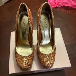 Bakers Rose Gold Sequins Heel
